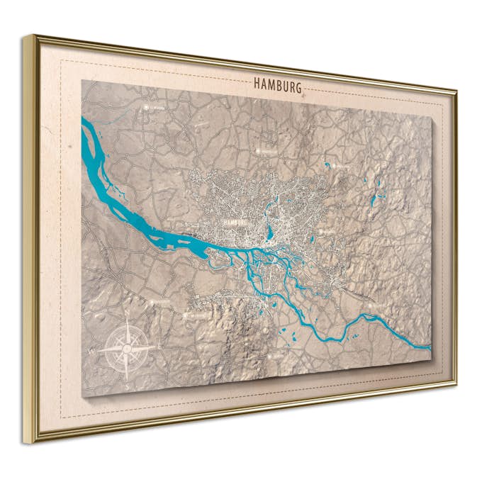 Poster Artgeist Affisch Isometric Map Hamburg