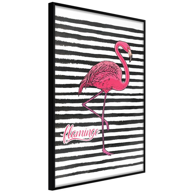 Poster Artgeist Affisch Black Stripes and Flamingo