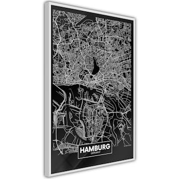 Poster Artgeist Affisch Dark Map of Hamburg