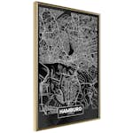 Poster Artgeist Affisch Dark Map of Hamburg