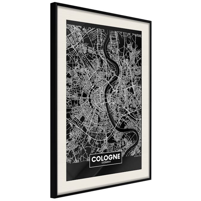 Poster Artgeist Affisch Dark Map of Cologne