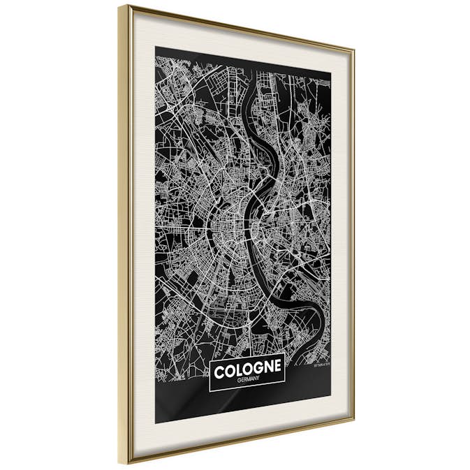 Poster Artgeist Affisch Dark Map of Cologne