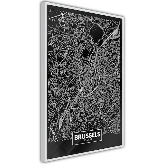 Poster Artgeist Affisch Dark Map of Brussels