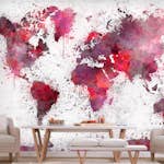 Fototapet Arkiio World Map: Red Watercolors