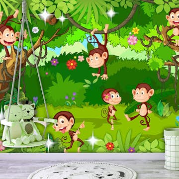 Fototapet Arkiio Självhäftande Monkey Tricks