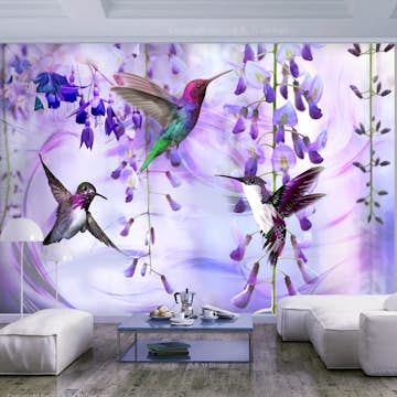 Fototapet Arkiio Självhäftande Flying Hummingbirds Violet