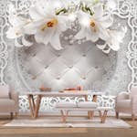 Fototapet Arkiio Självhäftande Lilies And Quilted Background