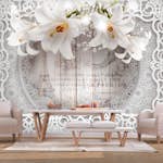 Fototapet Arkiio Lilies And Wooden Background