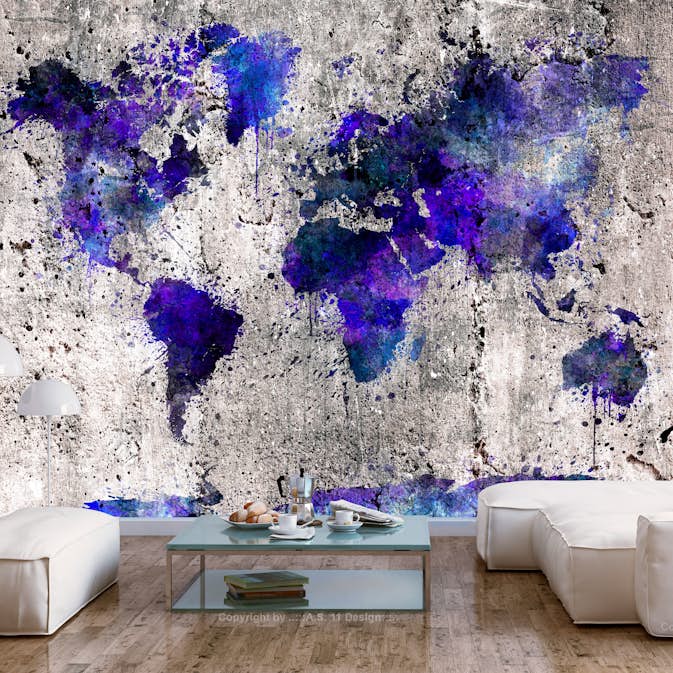 Fototapet Arkiio Självhäftande World Map Ink Blots