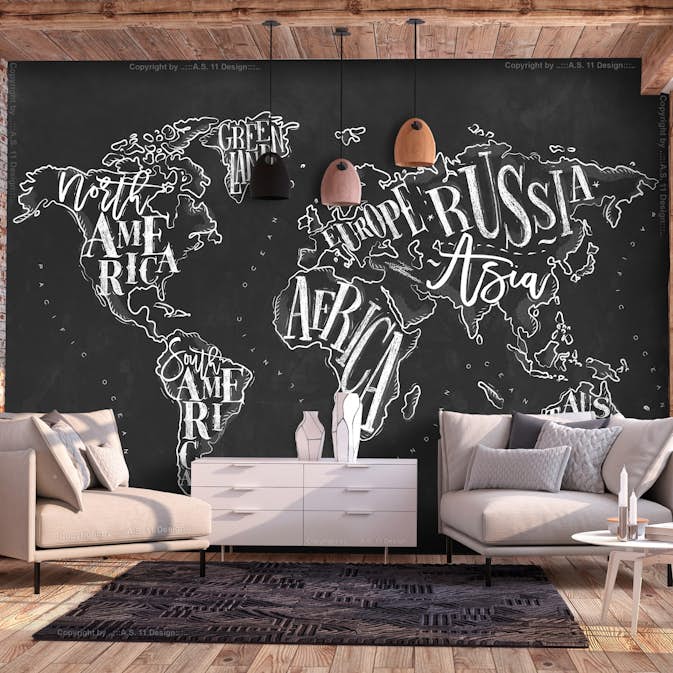 Fototapet Arkiio Retro Continents Svart