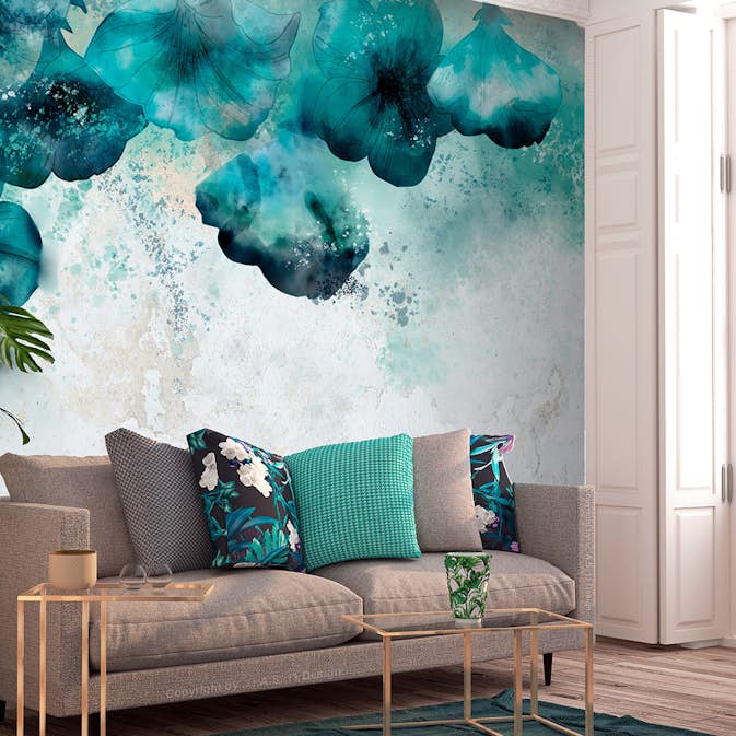 Fototapet Arkiio Självhäftande Blue Poppies