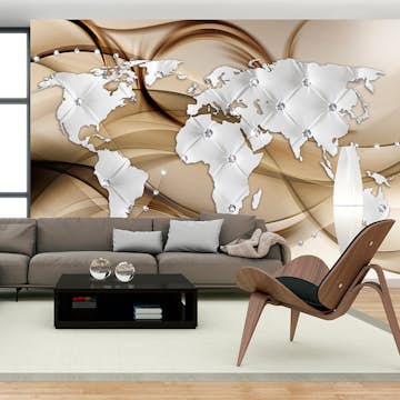 Fototapet Arkiio World Map White & Diamonds
