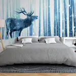 Fototapet Arkiio Deer In The Snow Blå