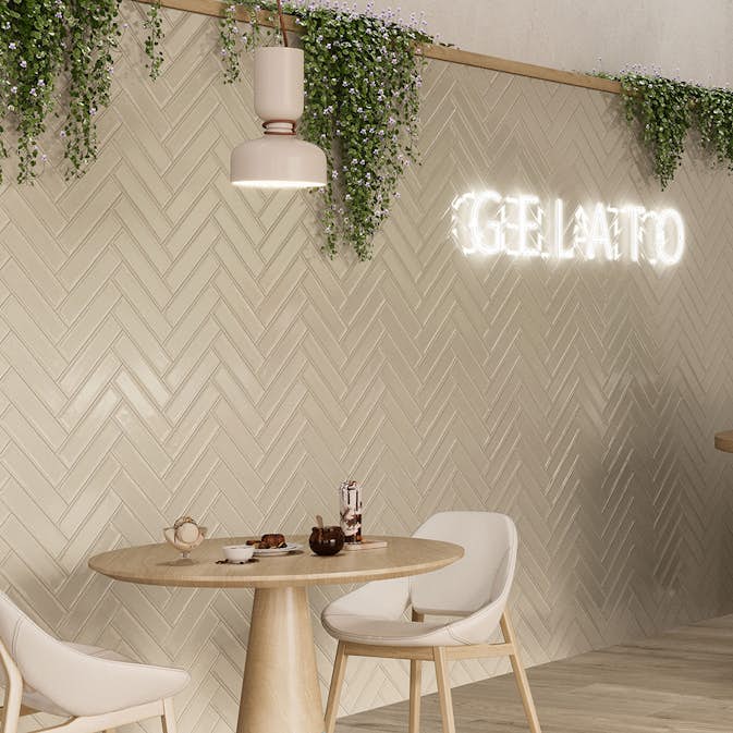 Kakel Tenfors Jewell Ivory Blank 7,5x30 cm