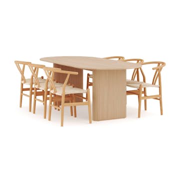 Matgrupp Bark Noira Ovalt Matbord 220 cm med 6Dastoori Matstol