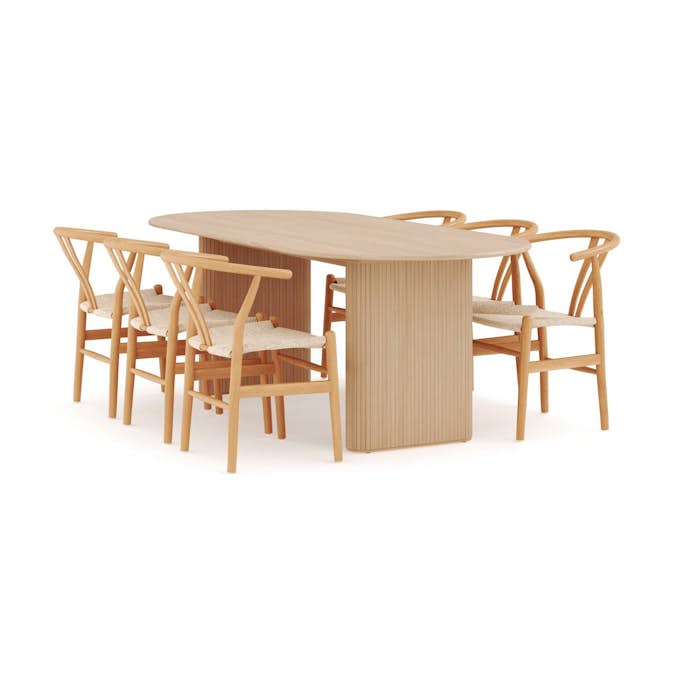 Matgrupp Bark Noira Ovalt Matbord 220 cm med 6Dastoori Matstol