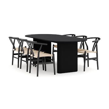 Matgrupp Bark Noira Ovalt Matbord 220 cm med 6Dastoori Matstol