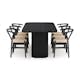 Matgrupp Bark Kopparbo Rektangulärt Matbord 200x100 cm med 6 Dastoori Matstol Svart