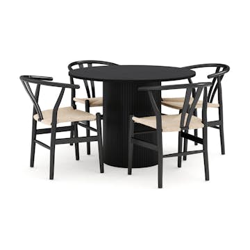 Matgrupp Bark Kopparbo Runt Matbord 106 cm med 4 Dastoori Matstol