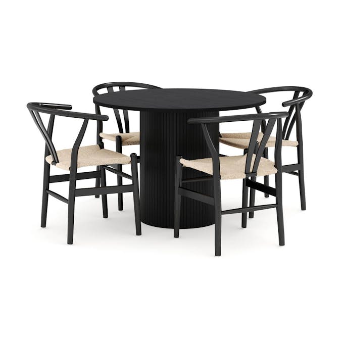 Matgrupp Bark Kopparbo Runt Matbord 106 cm med 4 Dastoori Matstol