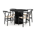 Matgrupp Bark Kopparbo Runt Matbord 106-156 cm Svart Förlängningsbartt med 4Dastoori Matstol