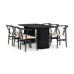 Matgrupp Bark Kopparbo Rektangulärt Matbord 160 cm med 6 Dastoori Matstol