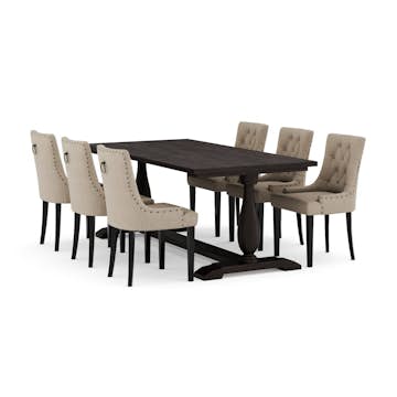 Matgrupp Bloomington Dijon Rektangulärt Matbord 200 cm med 6 Viktoria Matstol