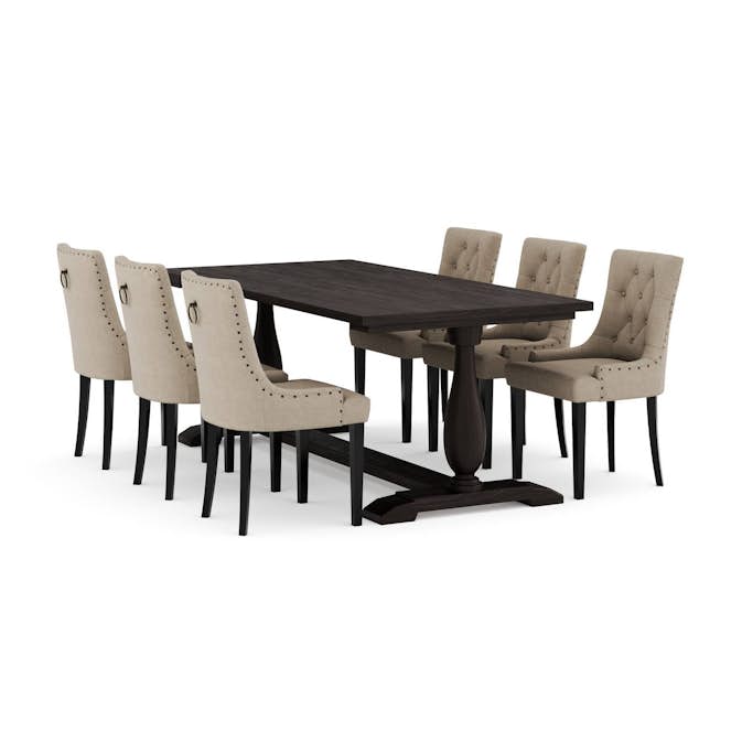 Matgrupp Bloomington Dijon Rektangulärt Matbord 200 cm med 6 Viktoria Matstol