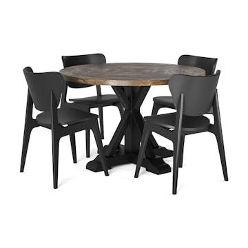 Matgrupp Bloomington Lyon Runt Matbord 120 cm med 4 Jerup Matstol