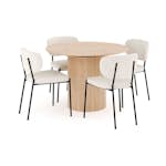 Matgrupp Bark Kopparbo Runt Matbord 106-156 cm Förlängningsbartt med 4 Gemmiano Matstol