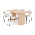 Matgrupp Bark Kopparbo Rektangulärt Matbord 180-240 cm Förlängningsbartt med 4 Gemmiano Matstol