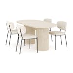 Matgrupp Andrarum Uppveda Ovalt Travertin Matbord 180 cm med 4Gemmiano Matstol