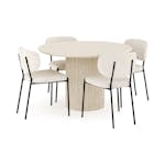 Matgrupp Andrarum Uppveda Runt Travertin Matbord 120 cm med 4Gemmiano Matstol