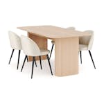 Matgrupp Bark Kopparbo Rektangulärt Matbord 180-240 cm Förlängningsbartt med 4 Valeri Matstol