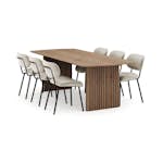 Matgrupp Bark Richeto Rektangulärt Matbord 240 cm med 6 Cyana Matstol