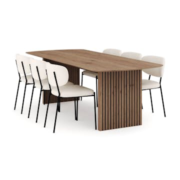 Matgrupp Bark Richeto Rektangulärt Matbord 240 cm med 6 Gemmiano Matstol