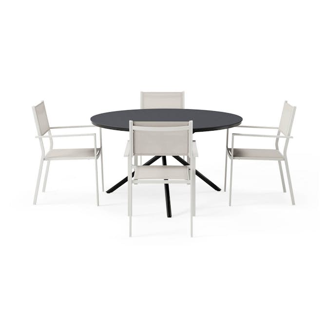 Matgrupp Comfort Garden Alex Matbord 140 cm Runt med 6 Las Vegas Karmstolar