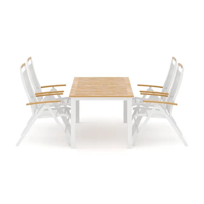 Trädgårdsgrupp deNoord Las Vegas utomhus matgrupp förlängningsbart 152-210x90 cm med 4 Las Vegas positionsstolar