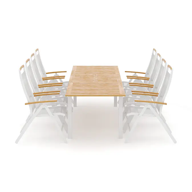 Trädgårdsgrupp deNoord Las Vegas utomhus matgrupp förlängningsbart 220x280x100 cm med 8 Las Vegas positionsstolar