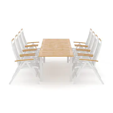 Trädgårdsgrupp deNoord Las Vegas utomhus matgrupp förlängningsbart 220x280x100 cm med 8 Las Vegas positionsstolar