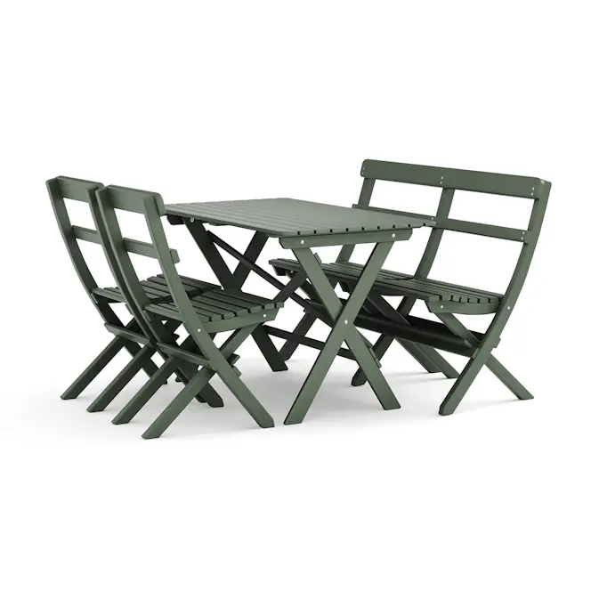 Trädgårdsgrupp Comfort Garden Landet Utomhus matgrupp 118x70x74 cm med soffa och 2 klappstolar