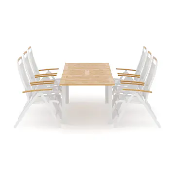 Trädgårdsgrupp deNoord Las Vegas utomhus matgrupp förlängningsbart 152-210x90 cm med 6 Las Vegas positionsstolar