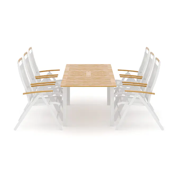 Trädgårdsgrupp deNoord Las Vegas utomhus matgrupp förlängningsbart 152-210x90 cm med 6 Las Vegas positionsstolar