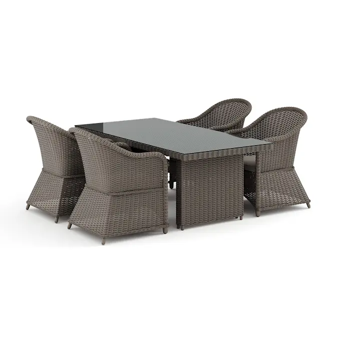 Trädgårdsgrupp deNoord Marcus utomhus matgrupp 160x90 cm med 4 Marcus Light Trädgårdsfåtölj