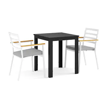 Trädgårdsgrupp Comfort Garden Tunis utomhus caféset 70x70 cm med 2 Oliver karmstolar