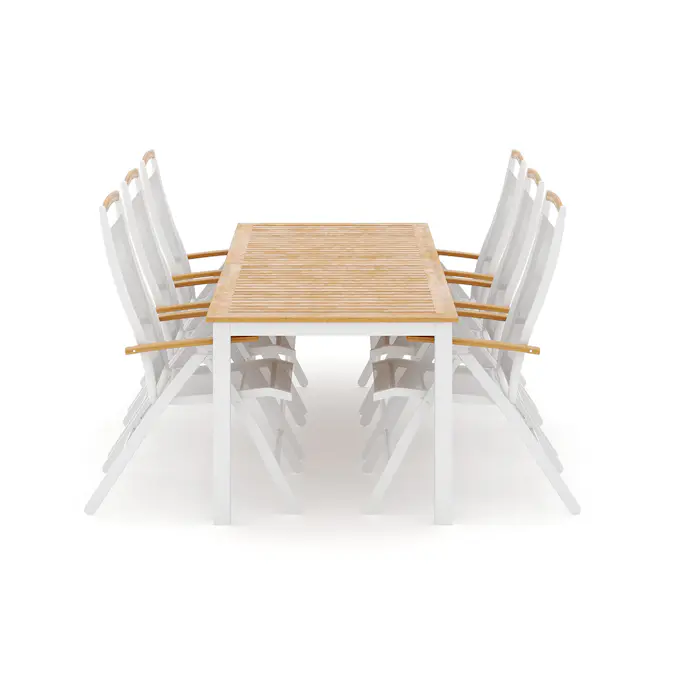 Trädgårdsgrupp deNoord Las Vegas utomhus matgrupp förlängningsbart 220x280x100 cm med 6 Las Vegas positionsstolar