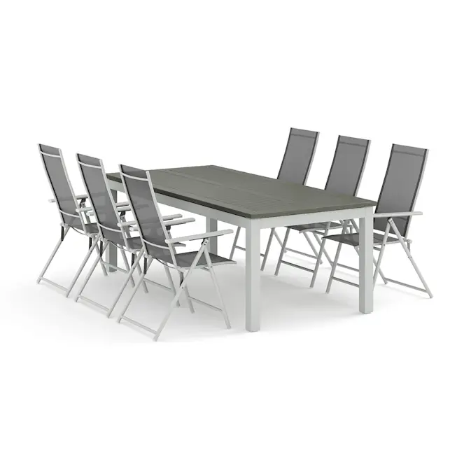 Trädgårdsgrupp Comfort Garden Monaco utomhus matgrupp förlängningsbart 210/310x90 med 6 Sanna positionsstolar