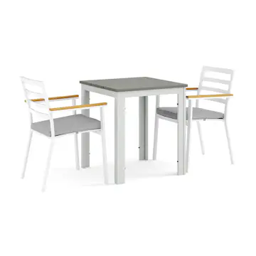 Trädgårdsgrupp Comfort Garden Tunis utomhus caféset 70x70 cm med 2 Oliver karmstolar