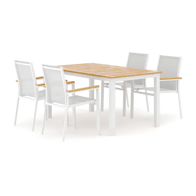 Trädgårdsgrupp deNoord Las Vegas utomhus matgrupp förlängningsbart 152-210x90 cm med 4 Las Vegas stapelstolar