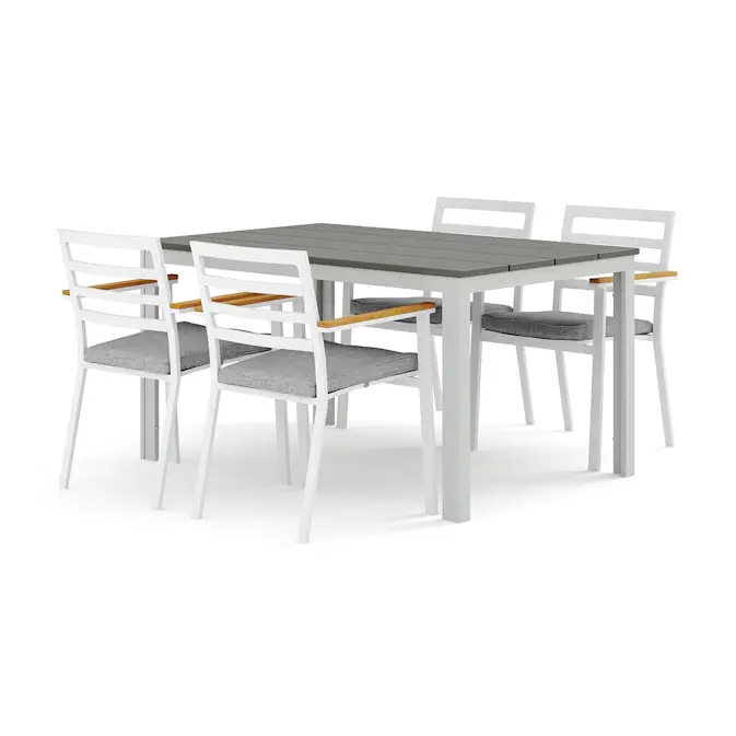 Trädgårdsgrupp Comfort Garden Tunis utomhus matgrupp 140x90 cm med 4 Oliver karmstolar med dyna